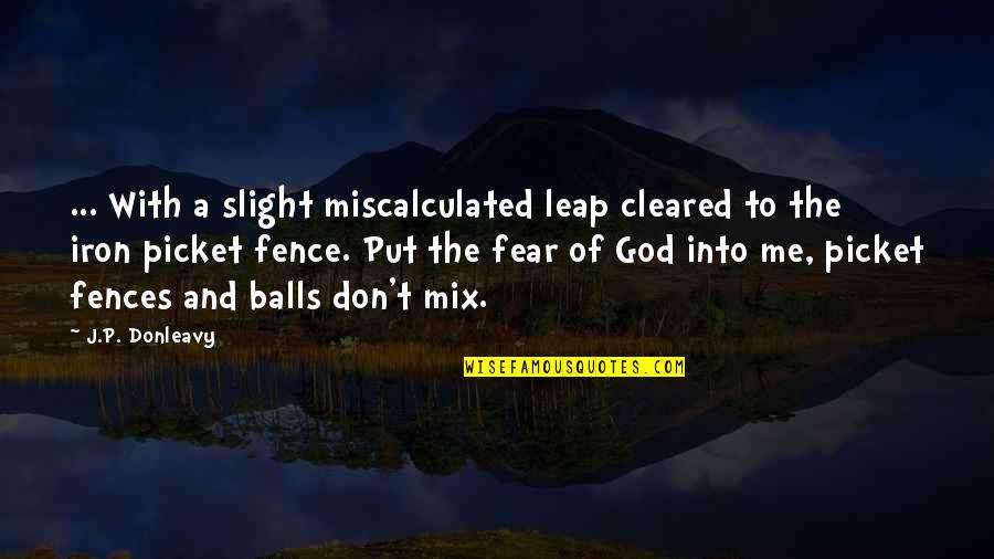 Don't Fear God Quotes By J.P. Donleavy: ... With a slight miscalculated leap cleared to