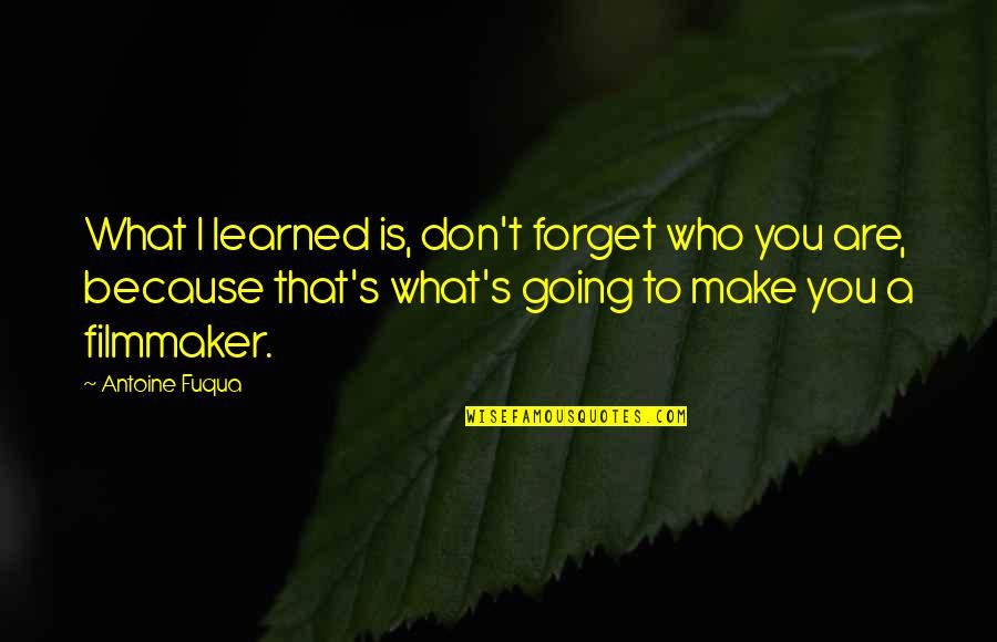 Don't Forget Who You Are Quotes By Antoine Fuqua: What I learned is, don't forget who you