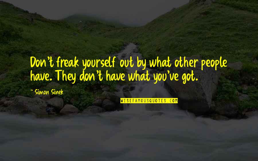 Don't Freak Out Quotes By Simon Sinek: Don't freak yourself out by what other people