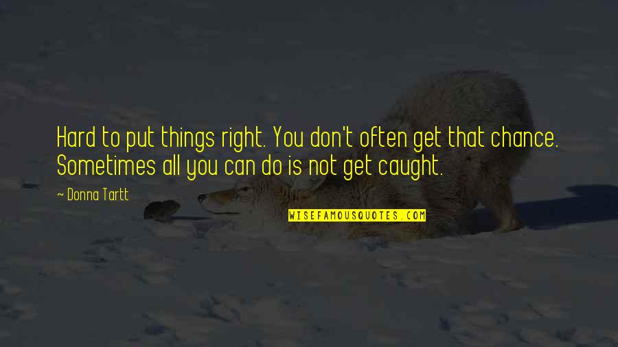 Don't Get Caught Up Quotes By Donna Tartt: Hard to put things right. You don't often