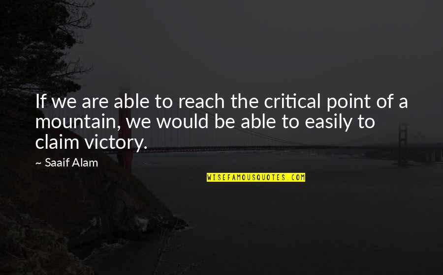 Don't Get On My Nerves Quotes By Saaif Alam: If we are able to reach the critical