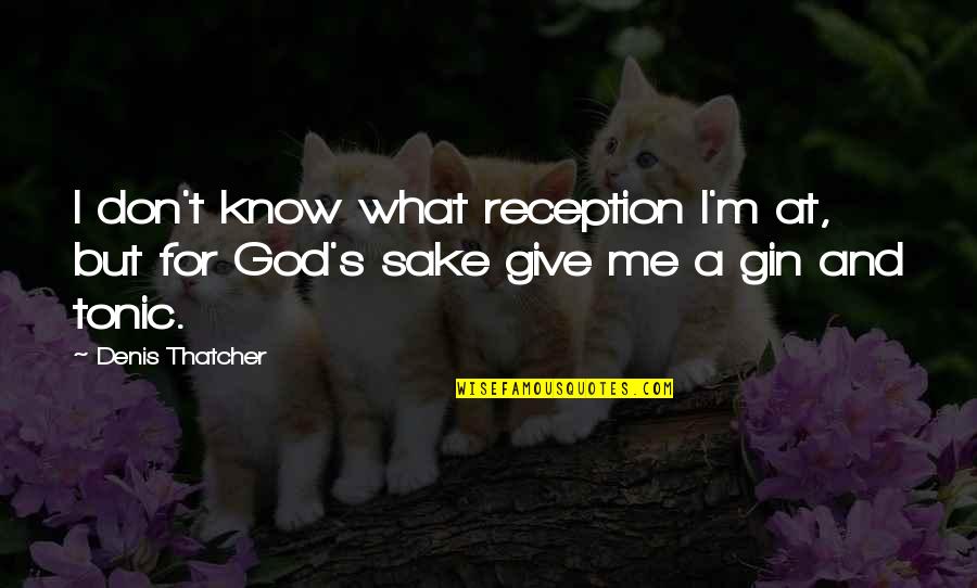 Don't Give Up On God Quotes By Denis Thatcher: I don't know what reception I'm at, but
