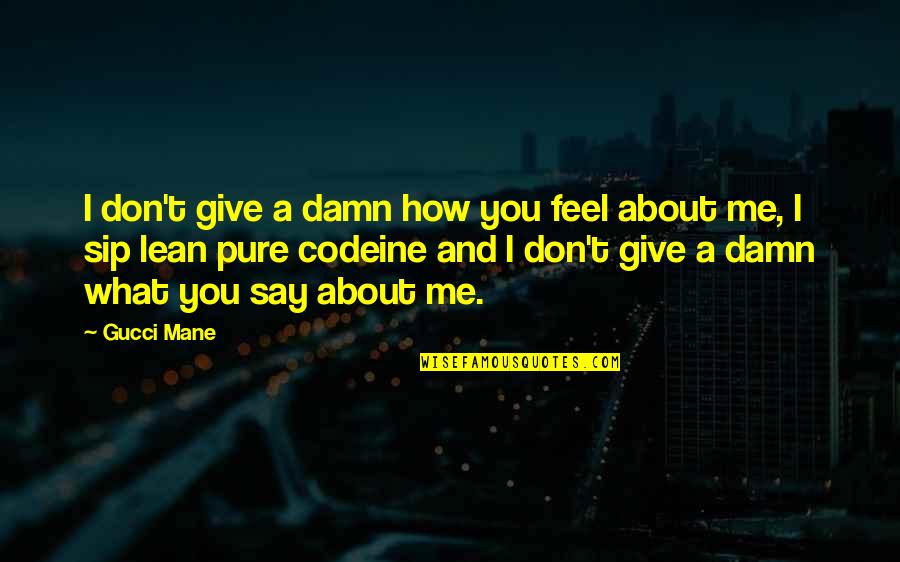 Don't Give Up On Me Now Quotes By Gucci Mane: I don't give a damn how you feel