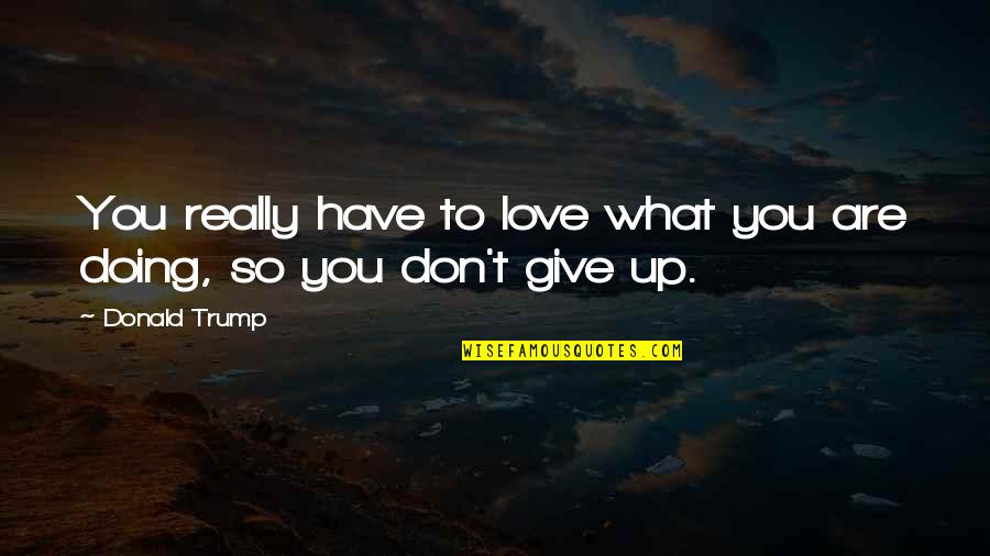 Don't Give Up On What You Love Quotes By Donald Trump: You really have to love what you are