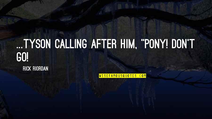 Don't Go After Quotes By Rick Riordan: ...tyson calling after him, "pony! Don't go!