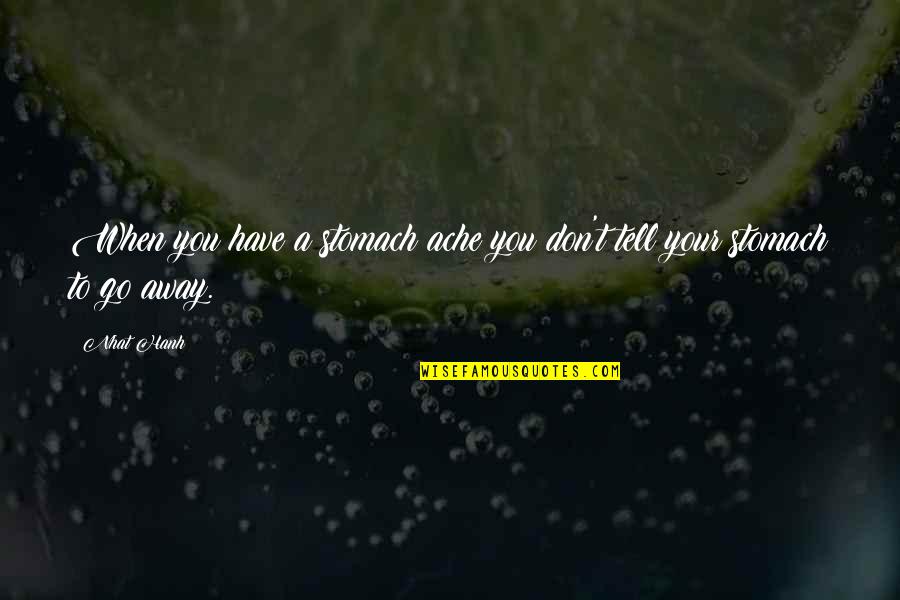Don't Go Away Quotes By Nhat Hanh: When you have a stomach ache you don't