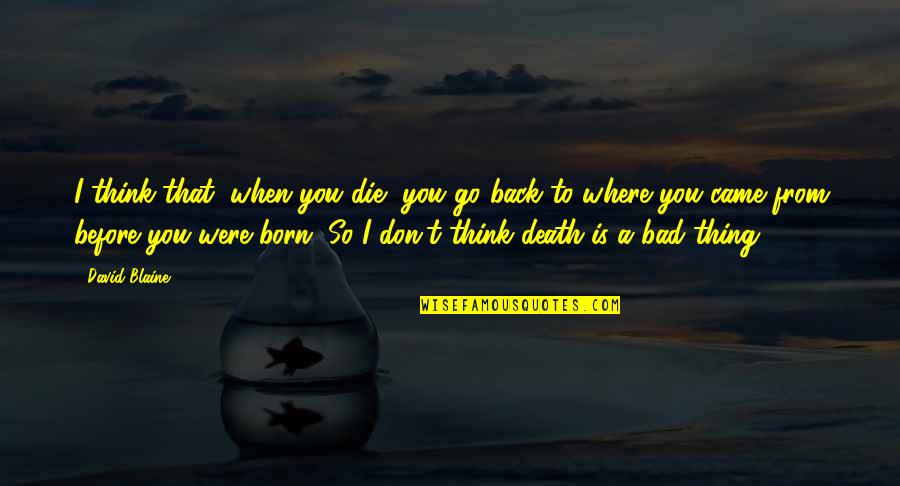 Don't Go Back Quotes By David Blaine: I think that, when you die, you go