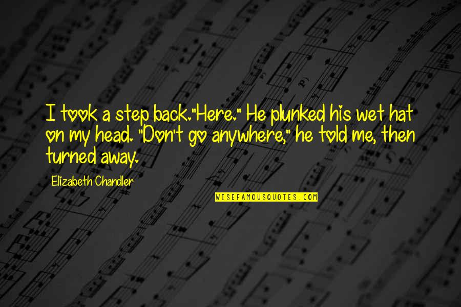 Don't Go Back Quotes By Elizabeth Chandler: I took a step back."Here." He plunked his