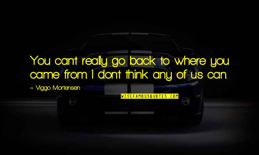 Don't Go Back Quotes By Viggo Mortensen: You can't really go back to where you
