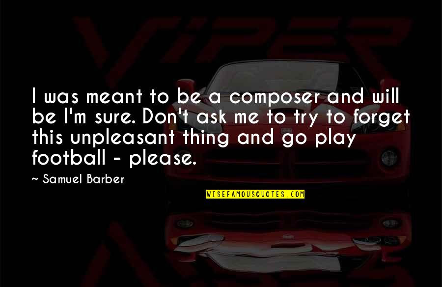 Don't Go Please Quotes By Samuel Barber: I was meant to be a composer and