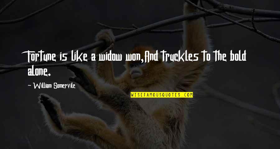Don't Go Pointing Fingers Quotes By William Somervile: Fortune is like a widow won,And truckles to