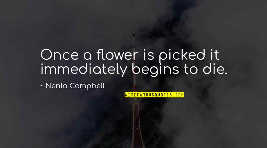Don't Go Through Life Quotes By Nenia Campbell: Once a flower is picked it immediately begins