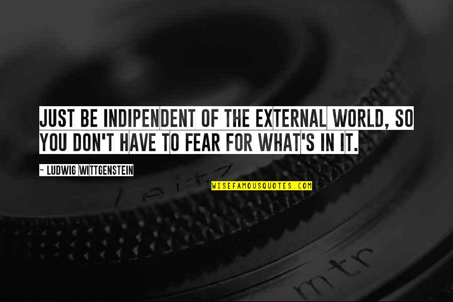 Don't Have Fear Quotes By Ludwig Wittgenstein: Just be indipendent of the external world, so