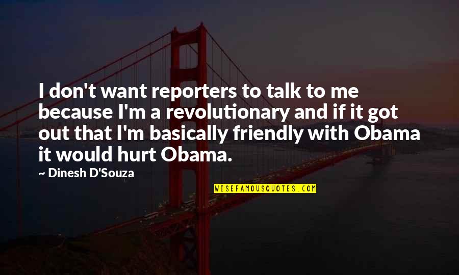 Don't Hurt Me So Much Quotes By Dinesh D'Souza: I don't want reporters to talk to me