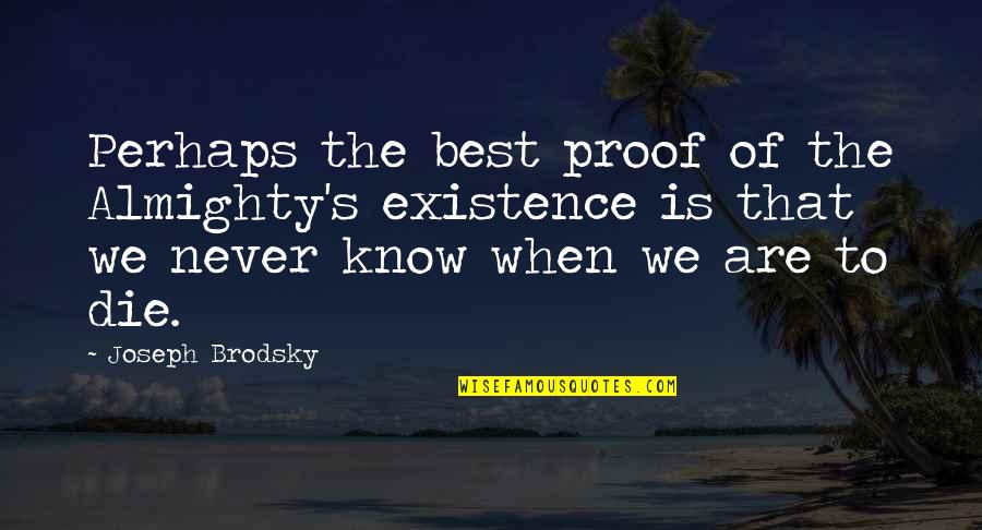 Don't Judge A Person Quotes By Joseph Brodsky: Perhaps the best proof of the Almighty's existence