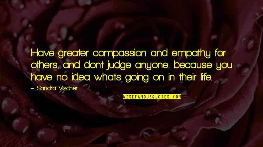 Don't Judge Others Quotes By Sandra Vischer: Have greater compassion and empathy for others, and