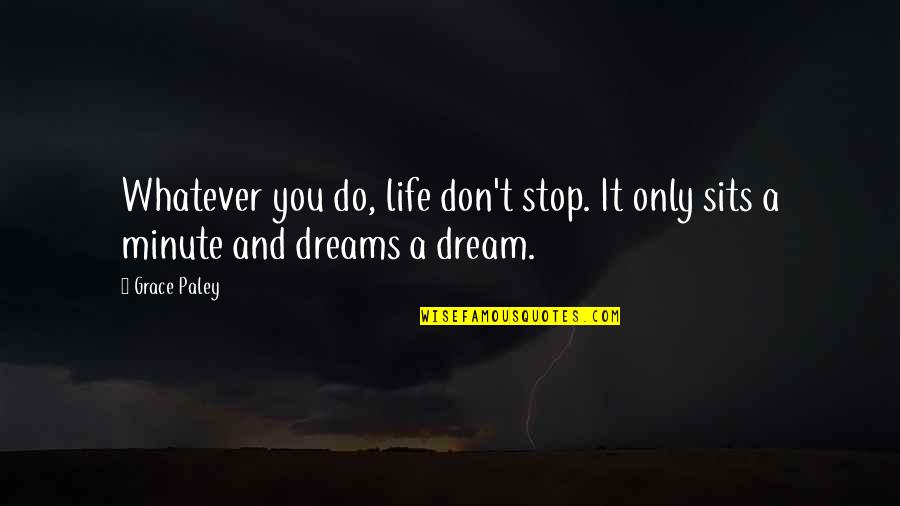 Don't Just Dream It Quotes By Grace Paley: Whatever you do, life don't stop. It only