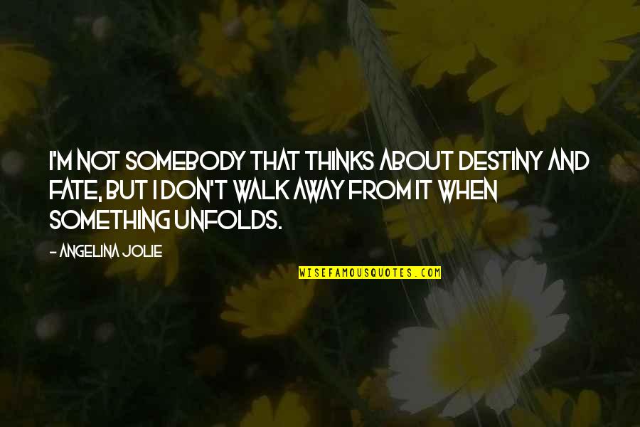Don't Just Walk Away Quotes By Angelina Jolie: I'm not somebody that thinks about destiny and