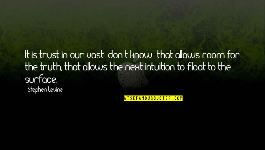 Don't Know The Truth Quotes By Stephen Levine: It is trust in our vast 'don't know'