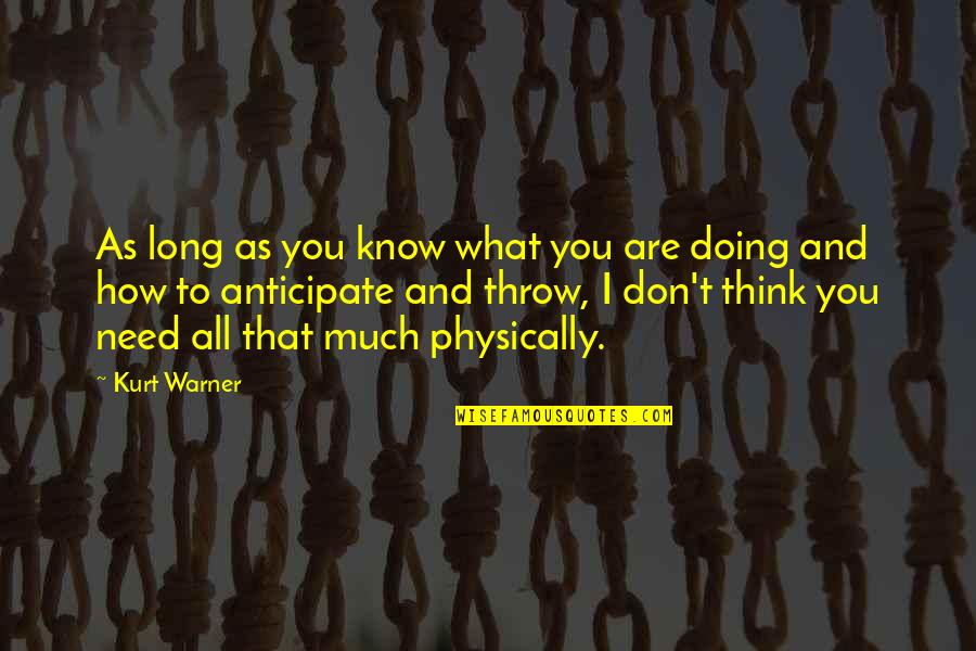 Don't Know What To Think Quotes By Kurt Warner: As long as you know what you are