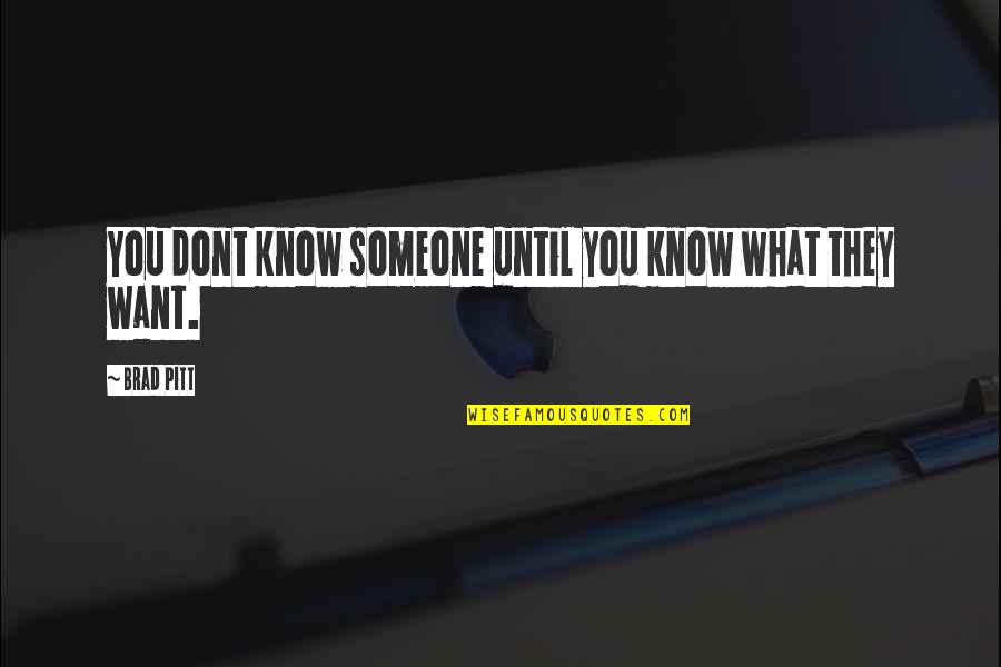 Dont Know What U Want Quotes By Brad Pitt: You dont know someone until you know what