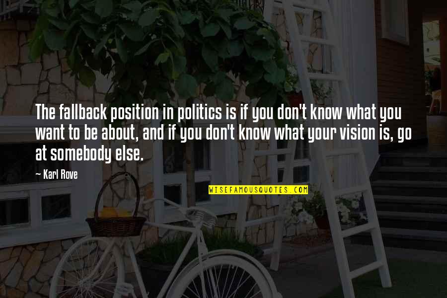 Don't Know What You Want Quotes By Karl Rove: The fallback position in politics is if you