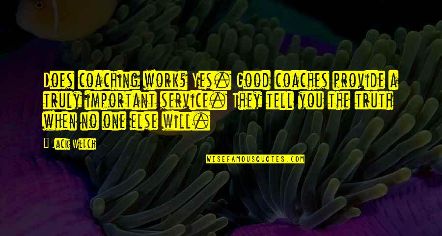 Don't Leave Me Here Alone Quotes By Jack Welch: Does coaching work? Yes. Good coaches provide a