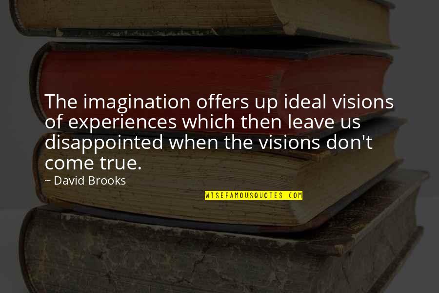 Don't Leave Quotes By David Brooks: The imagination offers up ideal visions of experiences