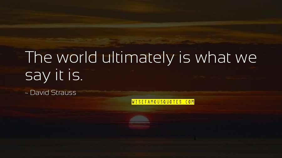 Don't Let Love Die Quotes By David Strauss: The world ultimately is what we say it