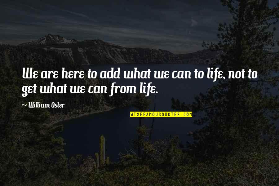 Dont Let People Steal Your Joy Quotes By William Osler: We are here to add what we can