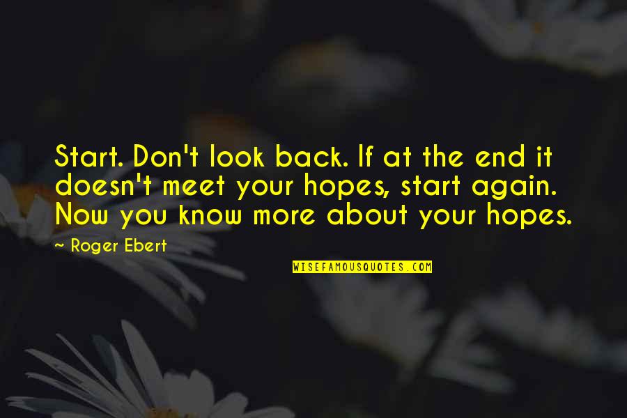 Don't Look Back Again Quotes By Roger Ebert: Start. Don't look back. If at the end