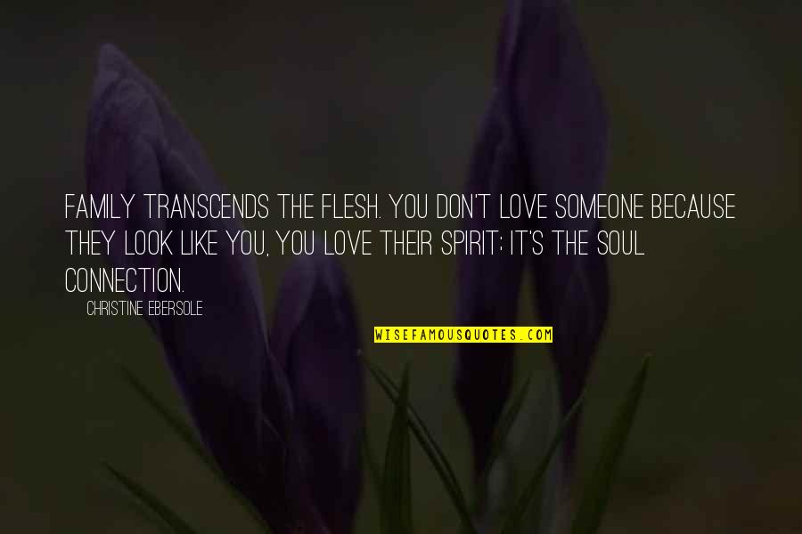 Don't Look For Love Quotes By Christine Ebersole: Family transcends the flesh. You don't love someone Don't Look For Love Quotes By Christine Ebersole: Family transcends the flesh. You don't love someone