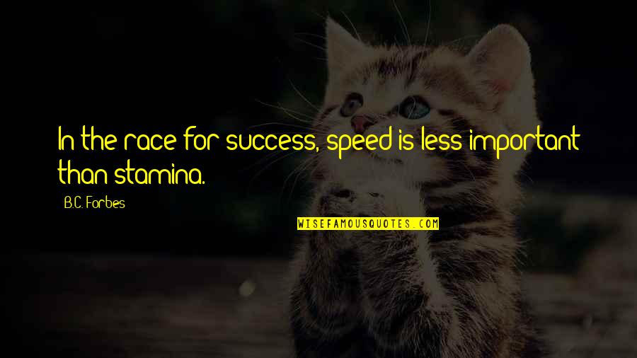 Don't Mess Up A Good Thing Quotes By B.C. Forbes: In the race for success, speed is less