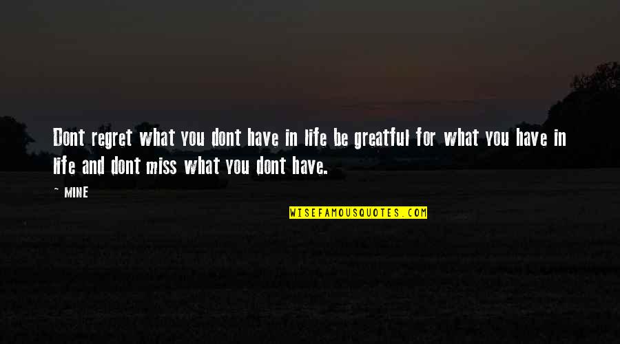 Dont Miss Life Quotes By MINE: Dont regret what you dont have in life
