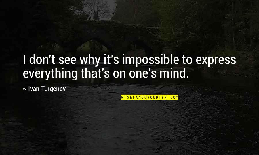 Don't Miss Your Chance Quotes By Ivan Turgenev: I don't see why it's impossible to express