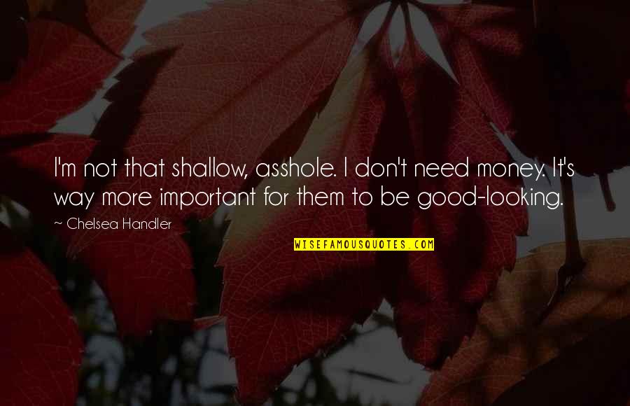 Don't Need Money Quotes By Chelsea Handler: I'm not that shallow, asshole. I don't need Don't Need Money Quotes By Chelsea Handler: I'm not that shallow, asshole. I don't need