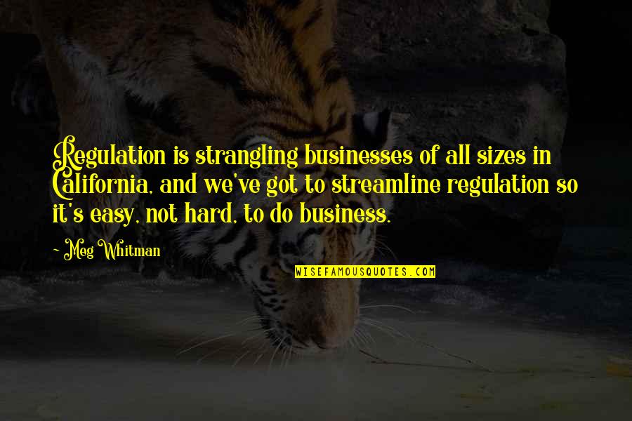 Don't Never Settle For Less Than You Deserve Quotes By Meg Whitman: Regulation is strangling businesses of all sizes in