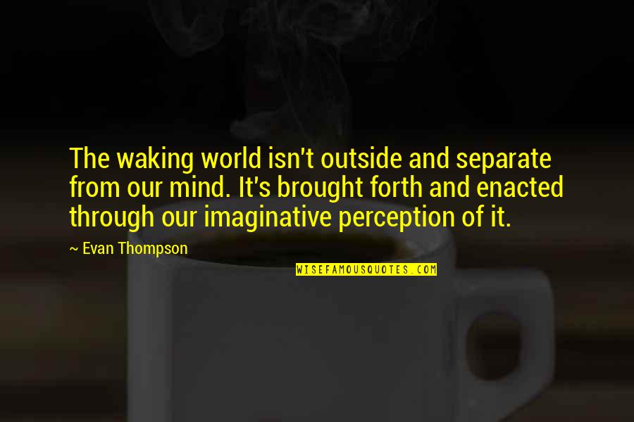 Don't Open Your Heart Quotes By Evan Thompson: The waking world isn't outside and separate from
