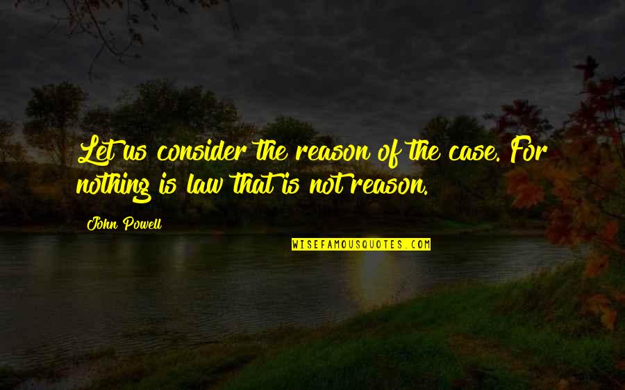 Don't Piss Me Off Quotes By John Powell: Let us consider the reason of the case.