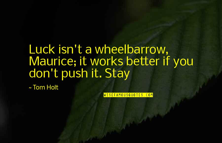 Don't Push Your Luck Quotes By Tom Holt: Luck isn't a wheelbarrow, Maurice; it works better