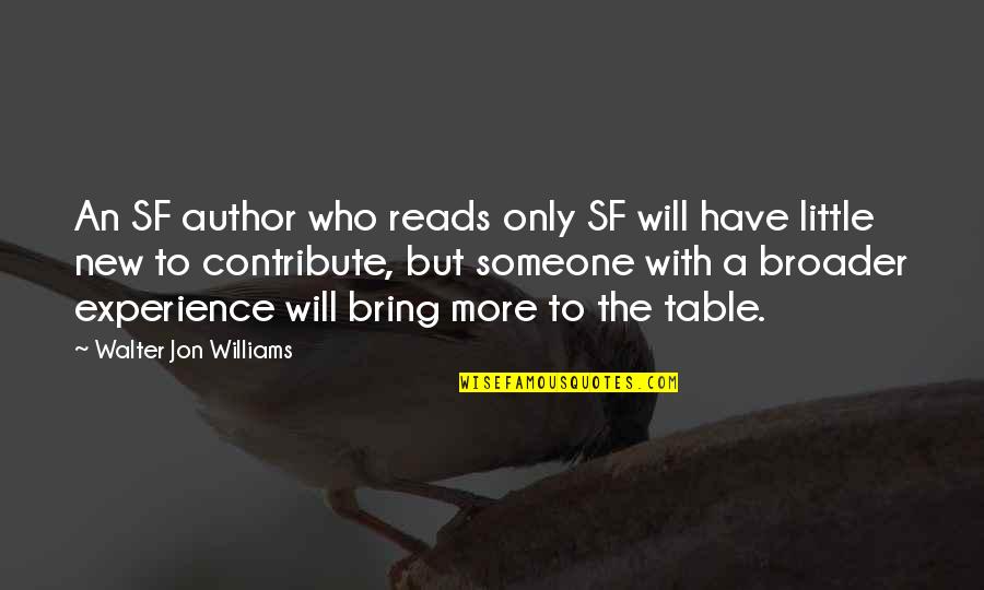 Dont Put Off Today Quote Quotes By Walter Jon Williams: An SF author who reads only SF will