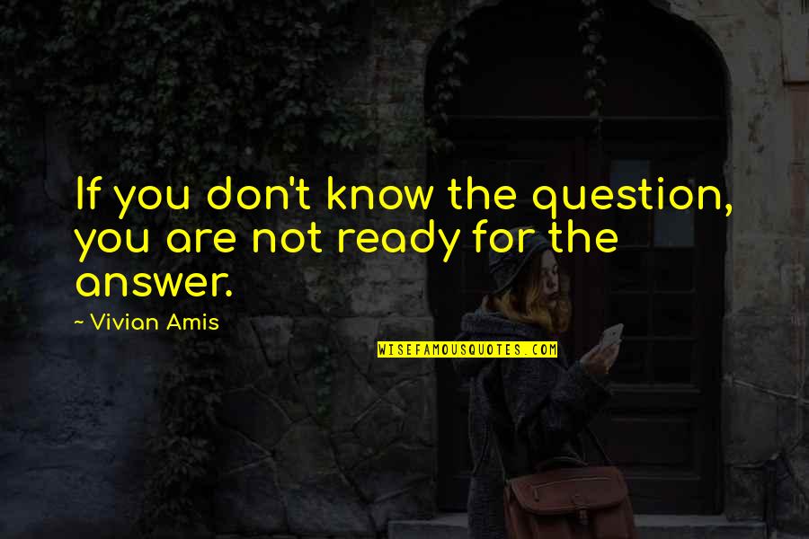 Don't Question God Quotes By Vivian Amis: If you don't know the question, you are