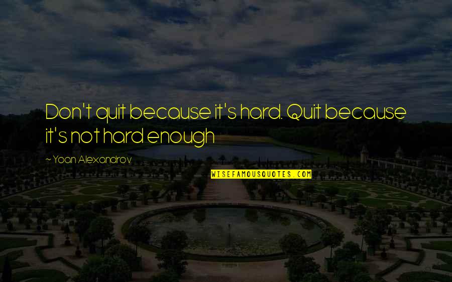 Don't Quit Inspirational Quotes By Yoan Alexandrov: Don't quit because it's hard. Quit because it's