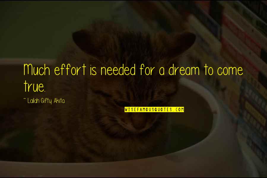 Dont Quit Now Inspirational Quotes By Lailah Gifty Akita: Much effort is needed for a dream to Dont Quit Now Inspirational Quotes By Lailah Gifty Akita: Much effort is needed for a dream to