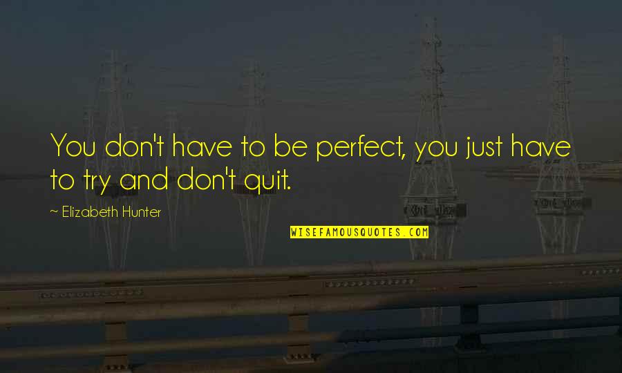 Don't Quit Quotes By Elizabeth Hunter: You don't have to be perfect, you just