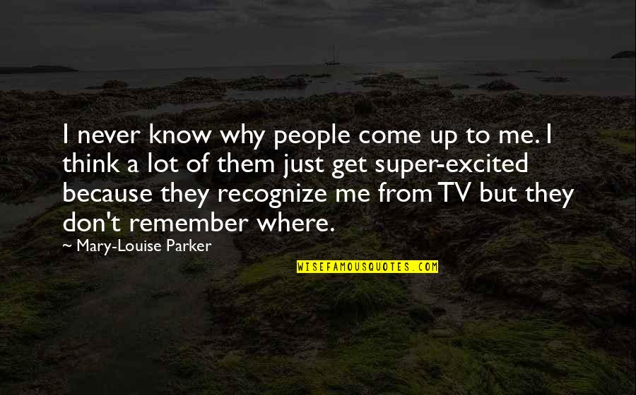 Don't Recognize Quotes By Mary-Louise Parker: I never know why people come up to