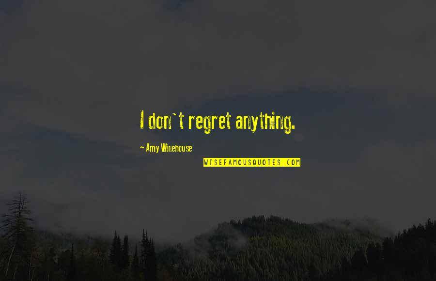 Don't Regret Anything Quotes By Amy Winehouse: I don't regret anything.