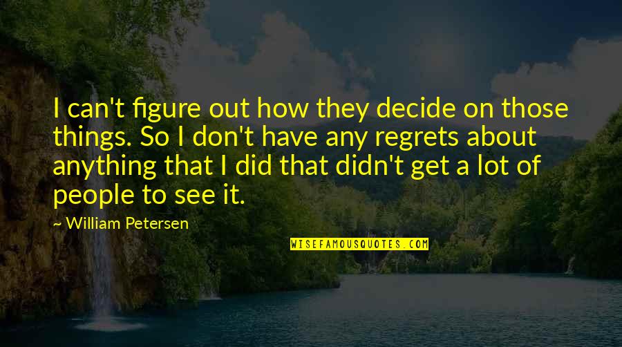 Don't Regret Anything Quotes By William Petersen: I can't figure out how they decide on