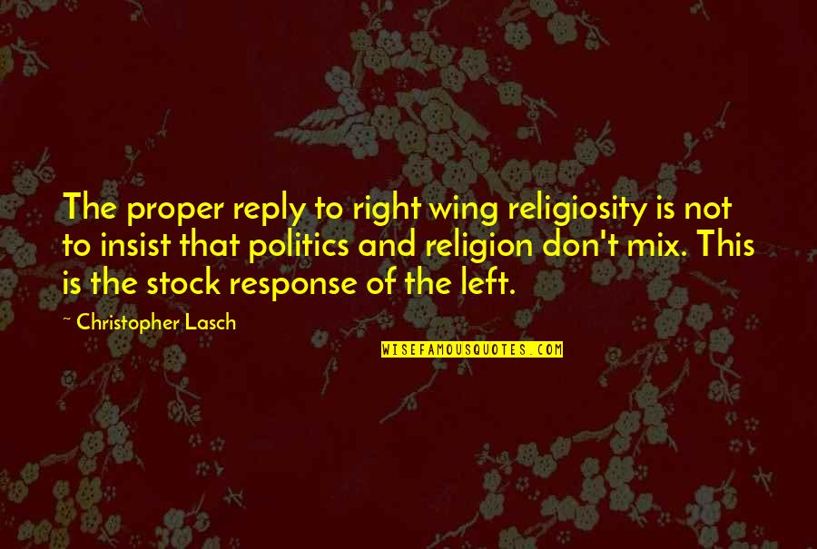 Don't Reply Then Quotes By Christopher Lasch: The proper reply to right wing religiosity is