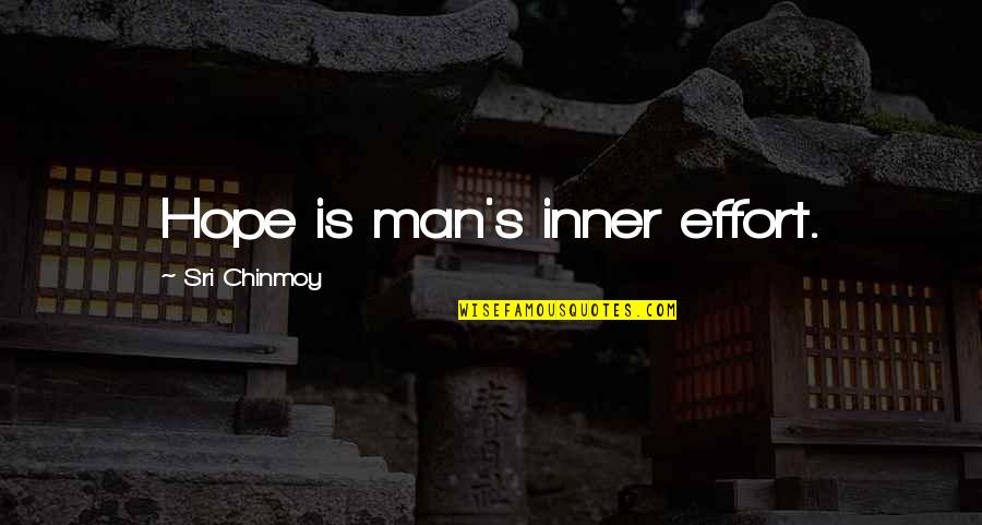 Don't Ruin My Life Quotes By Sri Chinmoy: Hope is man's inner effort. Don't Ruin My Life Quotes By Sri Chinmoy: Hope is man's inner effort.